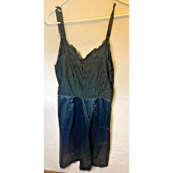 Vintage Lace Satin Slip Dress Sexy Lingerie Nightgown Chemise Retro Costume - Picture 2 of 2